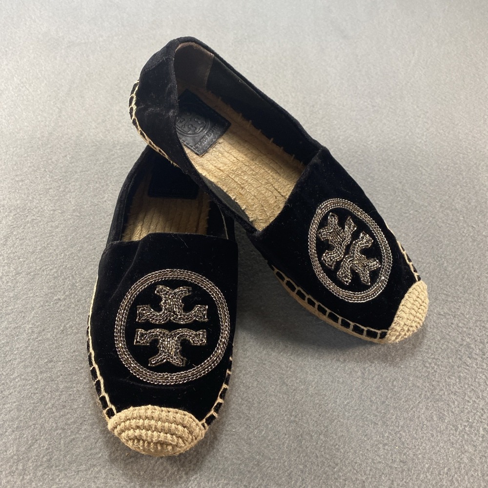 Tory Burch Black Velvet Espadrilles 6M